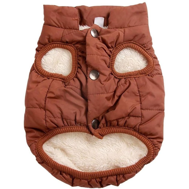 Jacheta pentru caini, Enforose, captusita cu fleece, protectie impotriva vantului, 10XL, acaju inchis