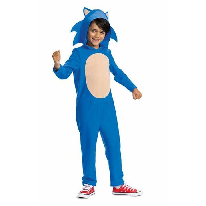 Costum pentru copii Sonic, cu gluga, 3-4 ani