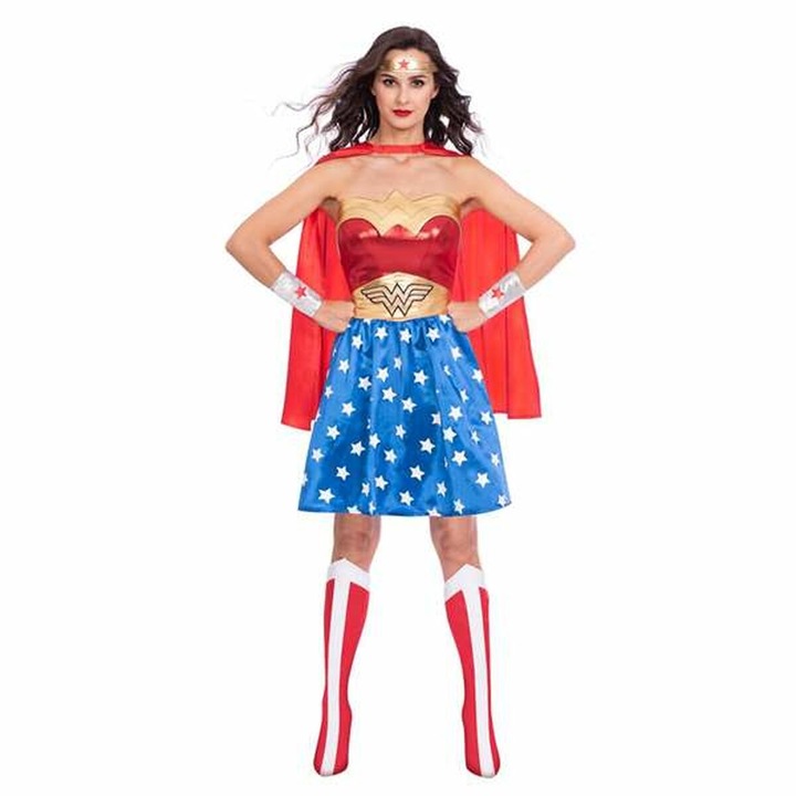 DC Comics Wonder Woman felnőtt jelmez köpennyel, ruha, karkötők, többszínű, L