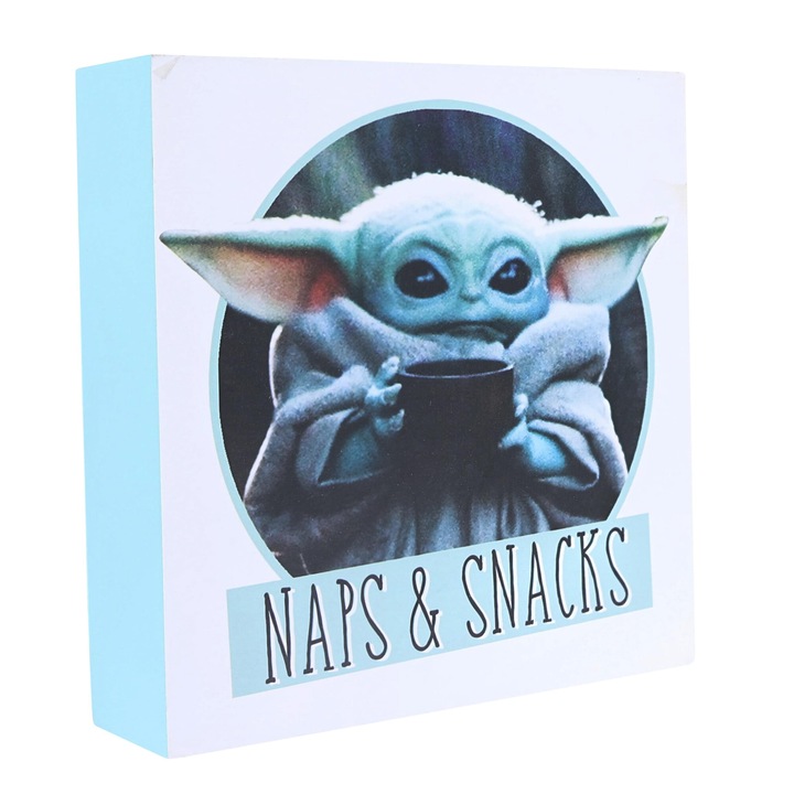 Star Wars: A mandalóri Naps and Snacks fa tábla, 15x15 cm-es
