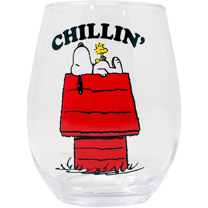 Üveg, ezüst bivaly, földimogyoró Snoopy Chillin, többszínű, 591 ml