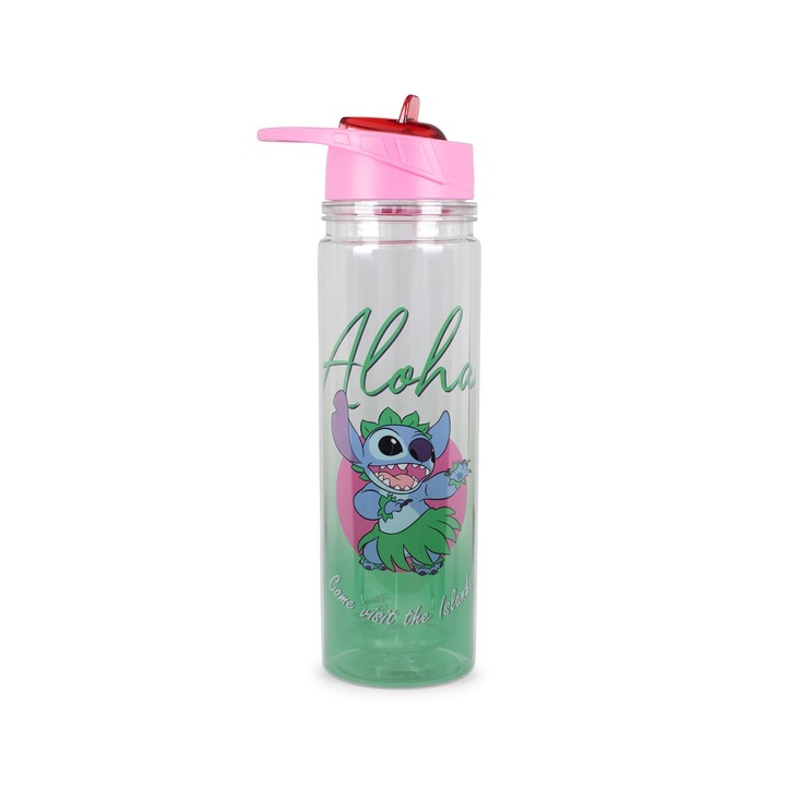 Бутилка за вода Lilo & Stitch "Aloha", Silver Buffalo, тритан, 530 ml, многоцветна