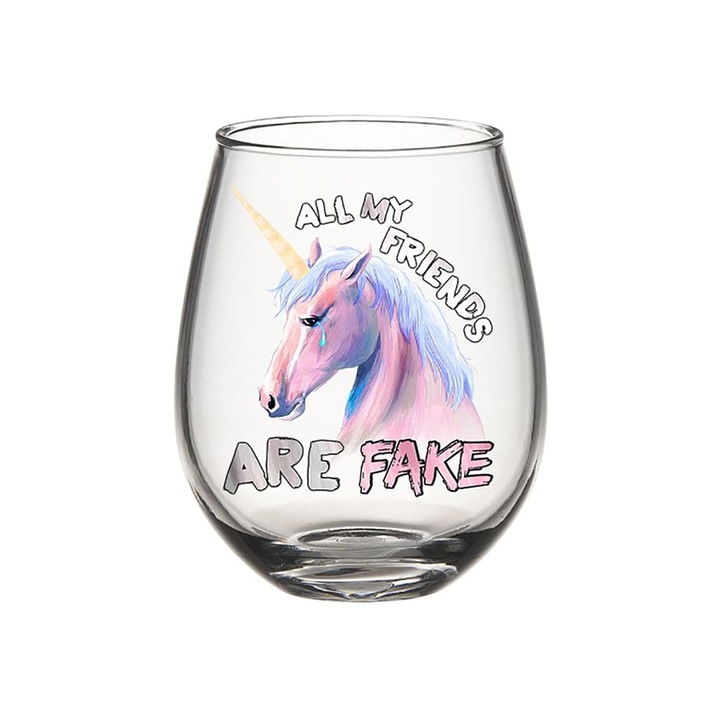 Szár nélküli pohár 20oz, Silver Buffalo, Minden barátom hamis