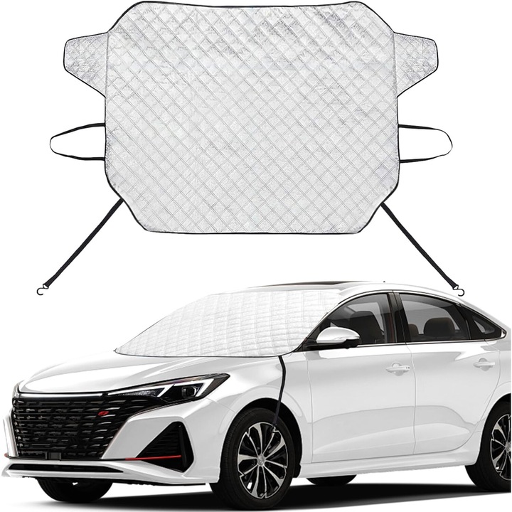 Parasolar auto magnetic, NetScroll, protectie impotriva ghetii si zapezii, 140x110cm, argintiu-negru