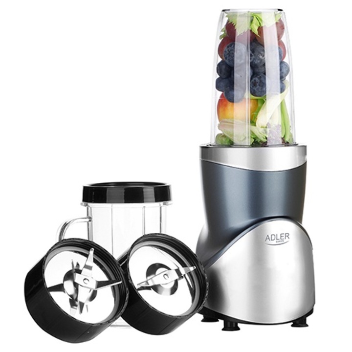 Блендер ADLER, смути комплект, 500W, 1200W, 700ml, 500ml, 300ml