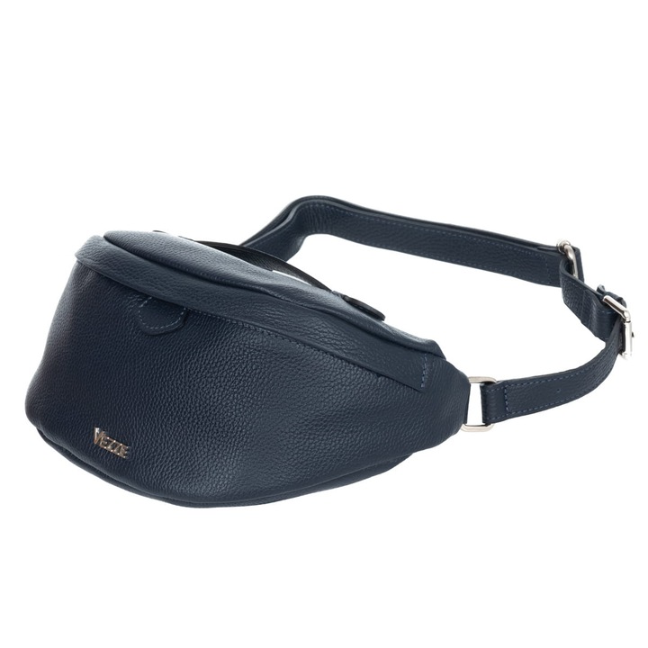 Bőr kézitáska, Vezze, gránát szín, ezüst részletekkel, 30x20cm