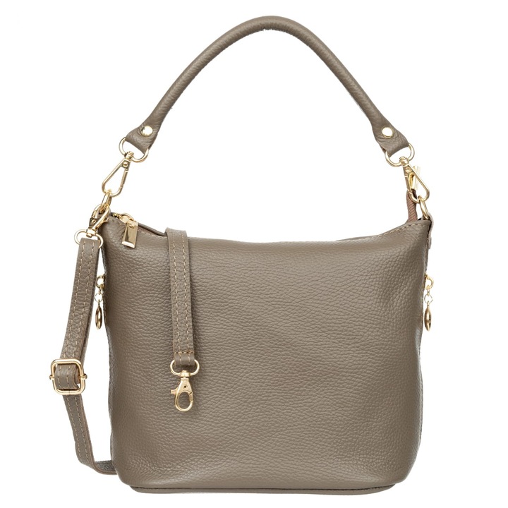 Termeszetes bor valltaska, Vezze, cipzarral, arany reszletekkel