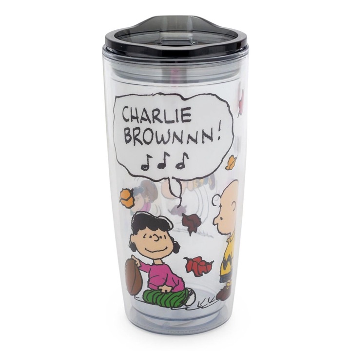 Silver Buffalo Peanuts Charlie Brown pohár, csúszófedéllel, 20 uncia