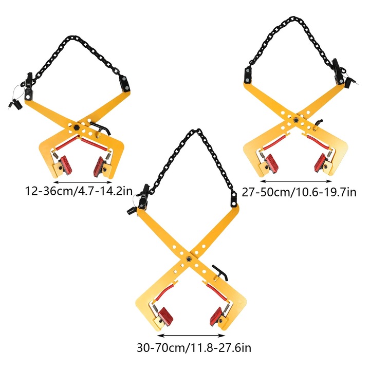 Emelő fogó, maximális teherbírása 350kg, állítható nyílás 12-36cm, sárga
