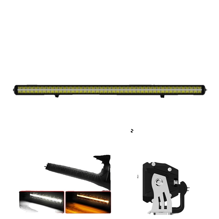 Bara luminoasa LED, rand dublu, temperatura de culoare 6500K, impermeabila IP68, 52 inch cu cablu DT