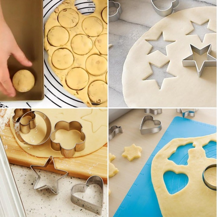 Set 30 Forme de taiat biscuiti de casa, prajituri, fursecuri, fondant, forme de decupare din otel inoxidabil, Argintiu