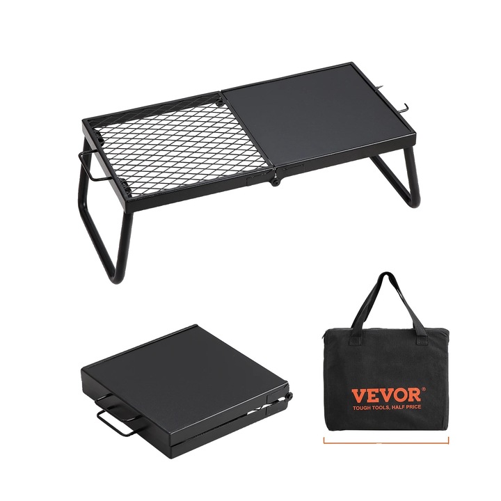 Градинска скара, 24x12 инча, издръжлива стомана, сгъваем дизайн, ромбовидна мрежеста повърхност за готвене