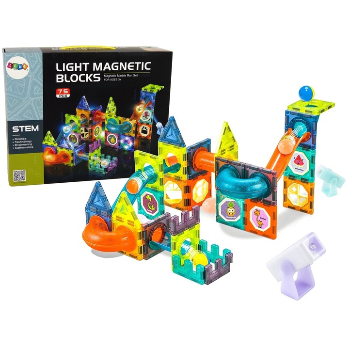 Конструктор LEAN TOYS, 75 елемента, LED светлини, 27x23x8см