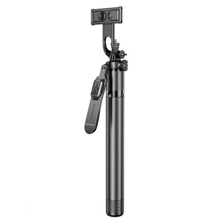 Awei selfie stick, Bluetooth 5.0, 10m, fekete, 81x49x365mm