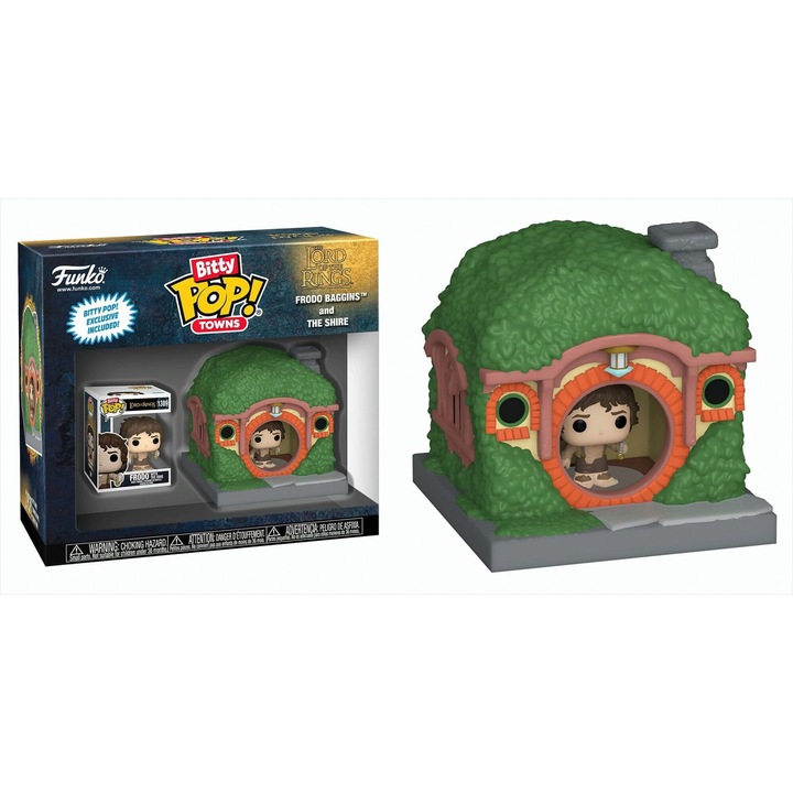 FunKo - Apró POP városok, Frodo és Shire figura, 2,5 cm, védőtokkal