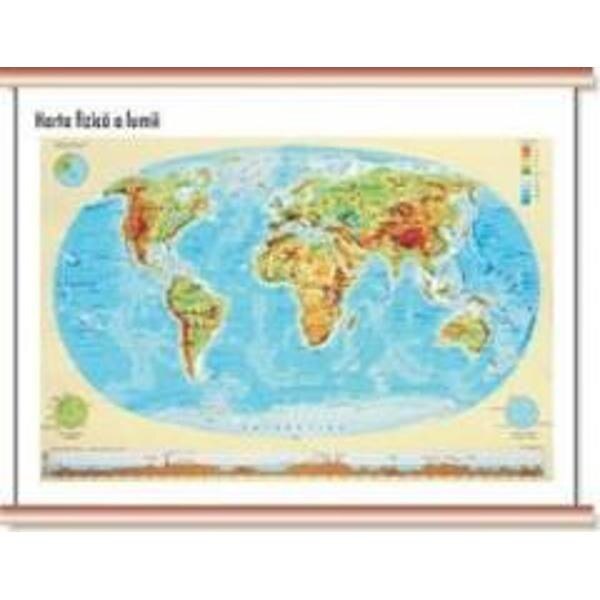 Lumea - Harta Fizica Cartographia 1:74 000 000