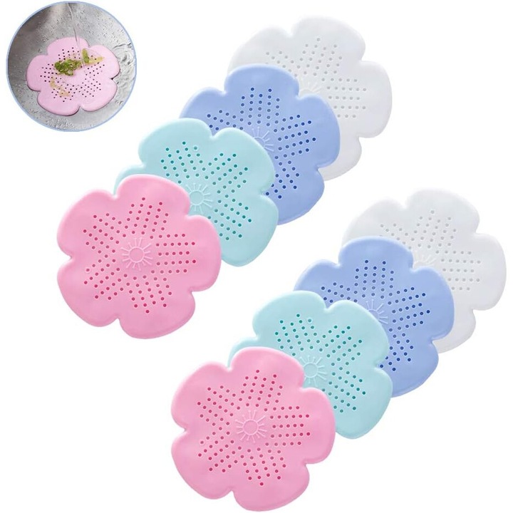 Комплект аксесоари за мивка, AMRINUGL, силиконови поставки за сапун, капак за многократна употреба за сифон, 8 части, многоцветни