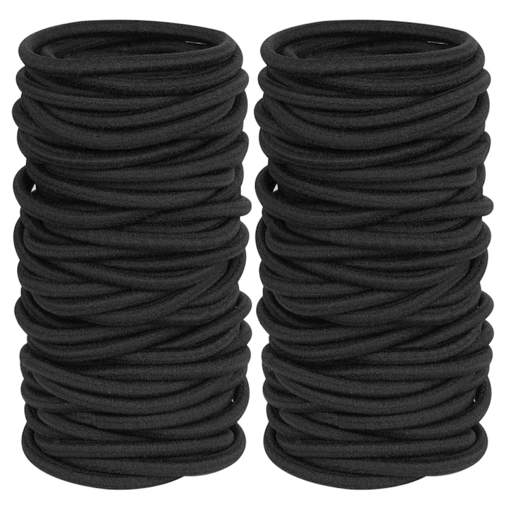 120 de bucati legaturi de par negre pentru par gros si cret Suporturi pentru coada de cal Banda elastica de par pentru femei sau barbati (4 mm)