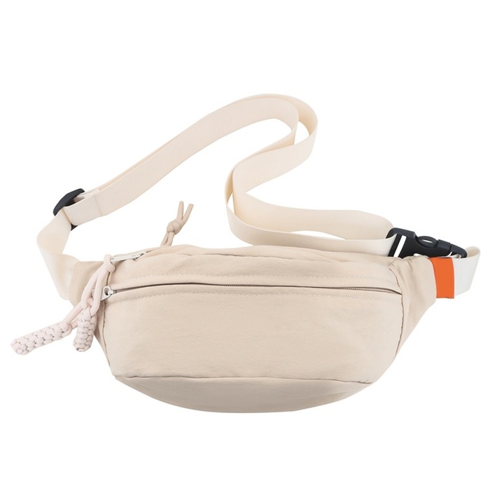 Geanta de talie mare AMRINUGL, alba, cu buzunare cu fermoar, ajustabila