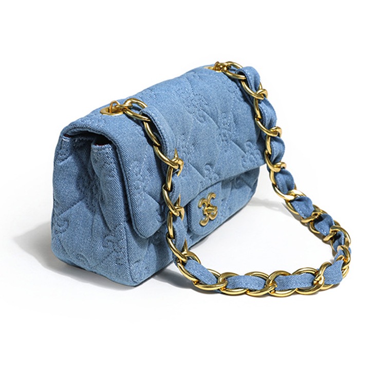 Jormftte női válltáska, láncos modell, kék, univerzális méret