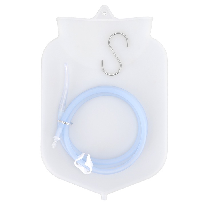 Kit de clisma din silicon transparent pentru curatare colon, 2 litri