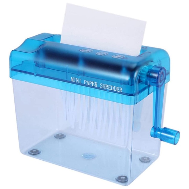 Унищожител за документи ръчен Enforose, мини, пластмасов, син, 18.5x10.3x15.7см, капацитет 1.5л