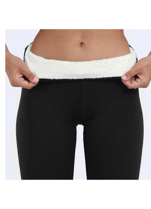 Colanti termici dama, AMRINUGL, talie inalta, elasticitate, negru, bumbac