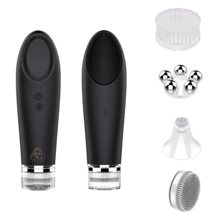 Aparat ingrijire ten si masaj facial 6 in 1, Lifting, Rejuvenare - GlowLift - silicon - negru