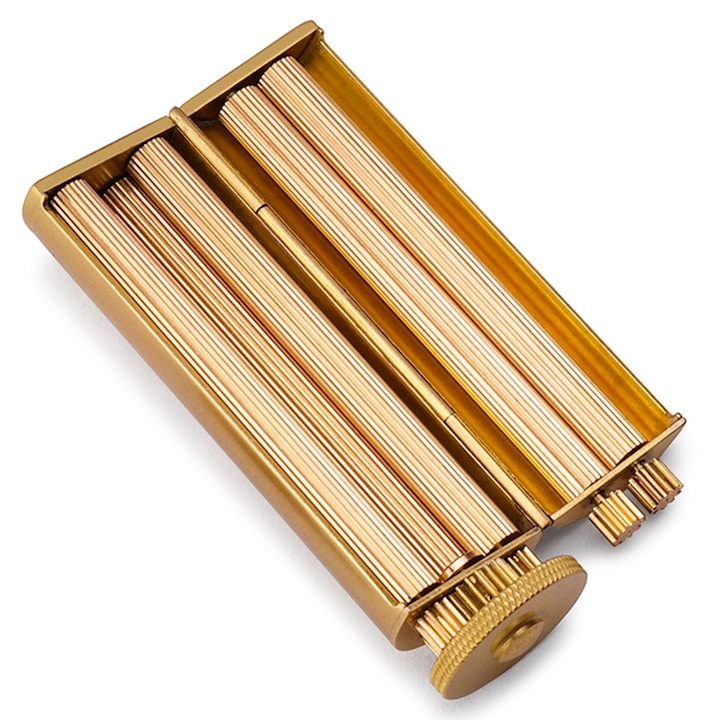 Винтидж цигарена ролка, месингова машина, компактна и преносима, 3,54x0,98 инча