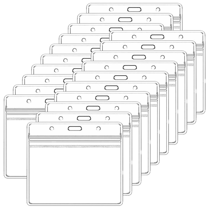 Комплект от 20 бр калъфи за лични карти, PVC, прозрачни, водоустойчиви