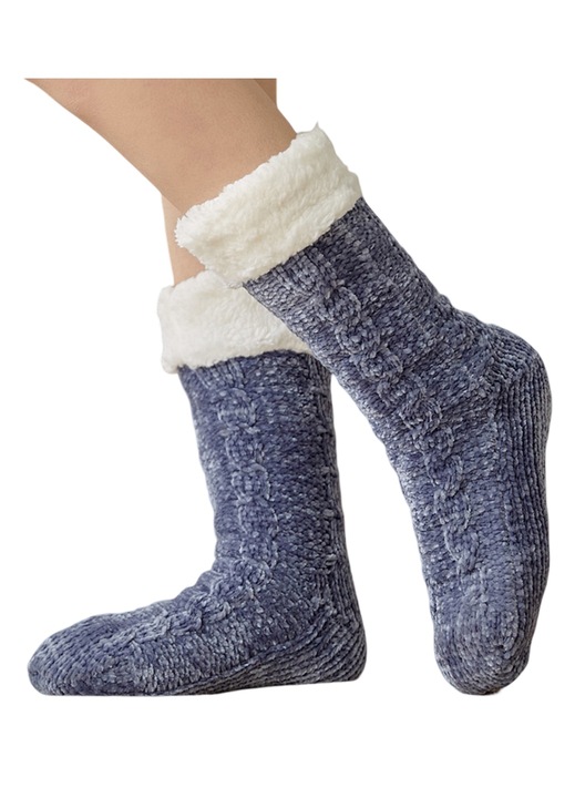 Sosete dama AMRINUGL, groase, calduroase, antiderapante, albastru, lana, set, 35-42 EU