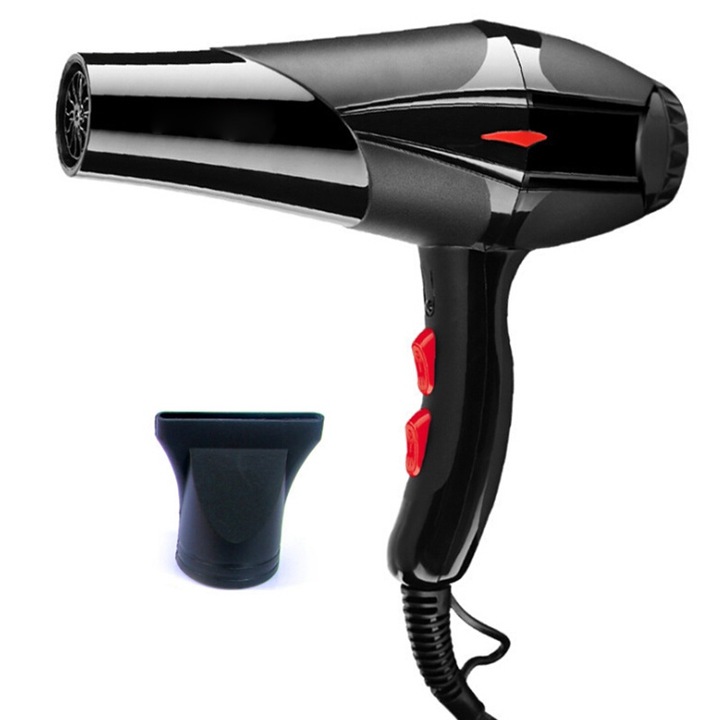 Hajszárító, 2000W, 220V, fekete, légfúvókával