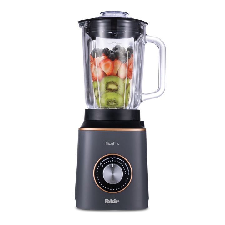 Блендер Fakir Mixypro 1.5L, Издръжлива стъклена купа, 3 програми, Острие с 6 ножа, 800W, Антрацит