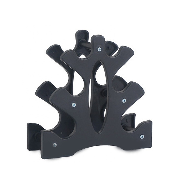 Suport pentru gantere triunghiular 3 niveluri, 23x22.5x8.5cm, pentru sala de sport acasa
