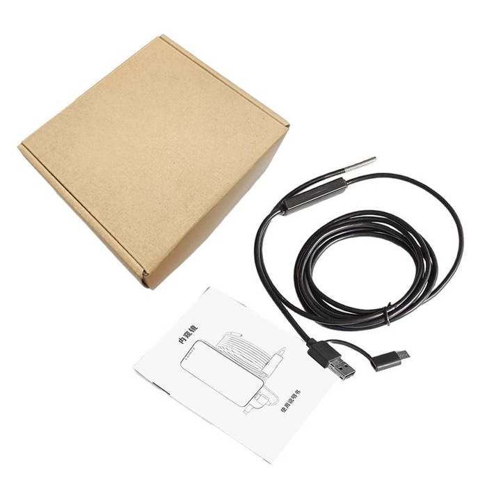 Ендоскоп за смартфон 3 в 1, QttvbTna, USB type-C, HD камера, водоустойчив, регулируема дължина