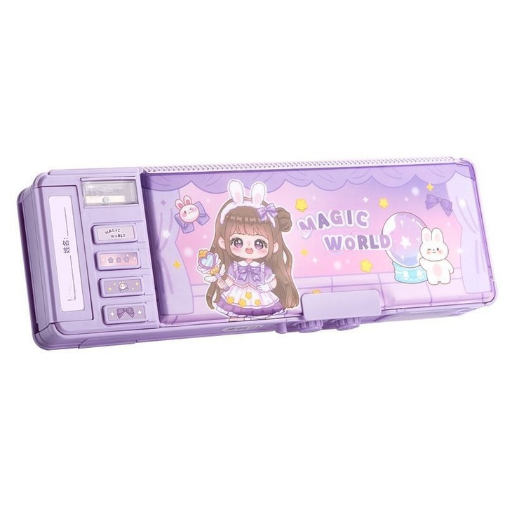 Комплект моливник QttvbTna, голям капацитет, със заключване, за училище, деца