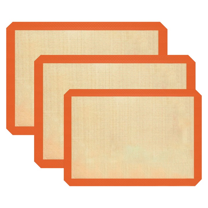 3 darabos szilikon sütőlap készlet, újrafelhasználható, könnyen tisztítható, piros/bézs