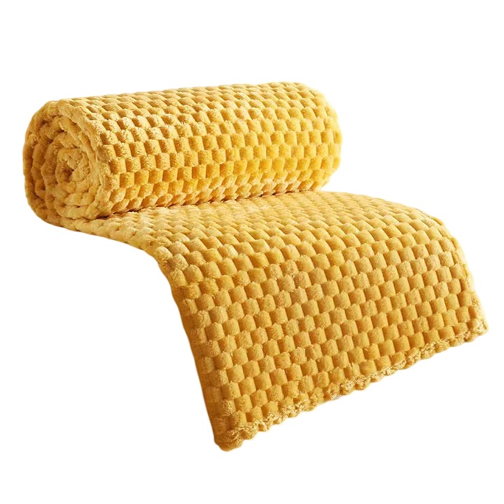 Patura flanel fleece hexagon jacquard, moale, rezistenta, gri, 150x200cm