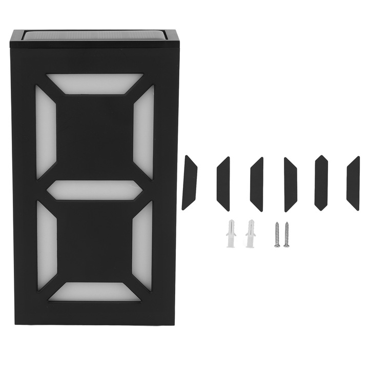 Napelemes házszám, LED világítás, színes mód, ABS anyag, méretek 270g