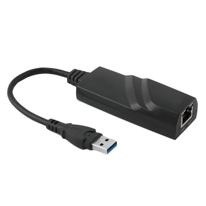 USB към Gigabit Ethernet LAN адаптер, Mmgoqqt, 1 Gbps, компактен, черен