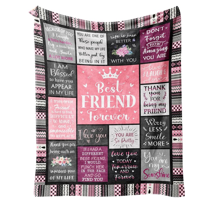 Patura din flanel imprimata, Enforose, 130x150cm, multicolor, 1 bucata