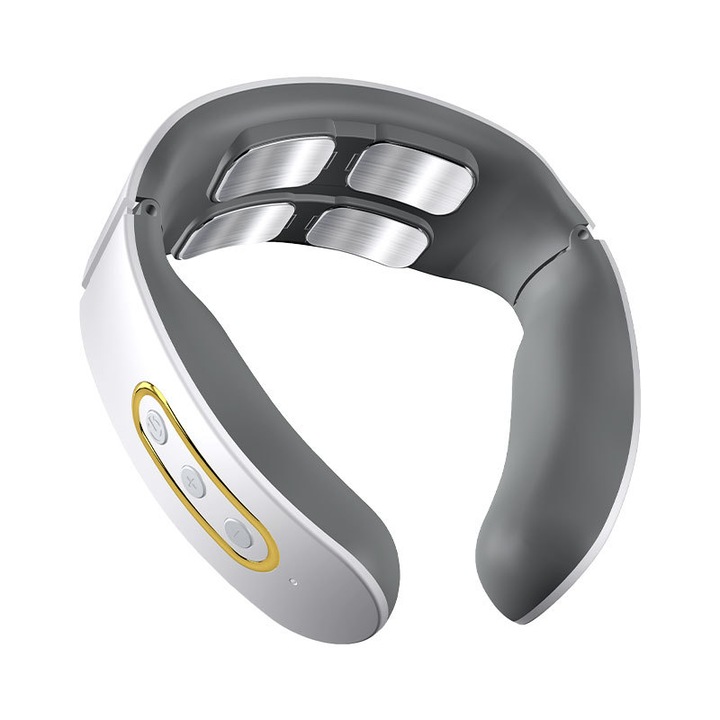 Aparat de Masaj Cervical cu Impuls Electromagnetic pentru durerile de gat si spate,4 Electrozi,6 tipuri de masaj,9 nivele de intensitate