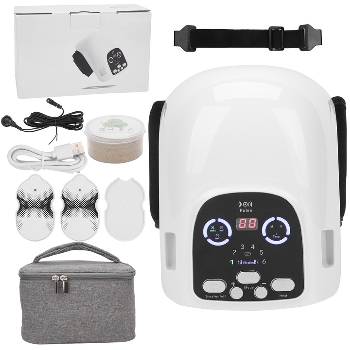 Електрически масажор за коляно Bizaical, Moxibustion, Vibration, 3000mAh, Регулируем