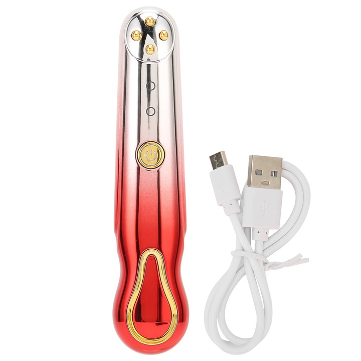 Уред за подмладяване на кожата около очите Jormftte, радиочестотен масажор, намалява подпухналостта под очите, бръчките, златист цвят, 20x3 см