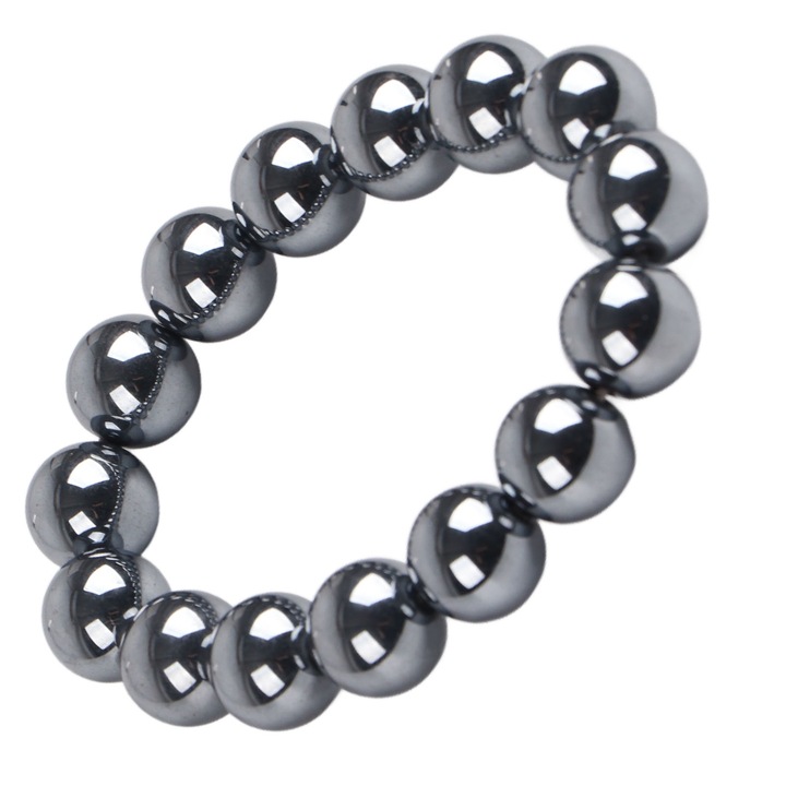 Terahertz kő karkötő, Jormftte, kerek gyöngyök 14mm, elasztikus, uniszex
