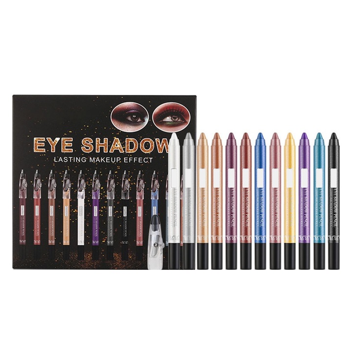 12 db-os szemhéjfesték ceruza készlet, Jormftte, gyöngyházhatású, vízálló, különböző színekben