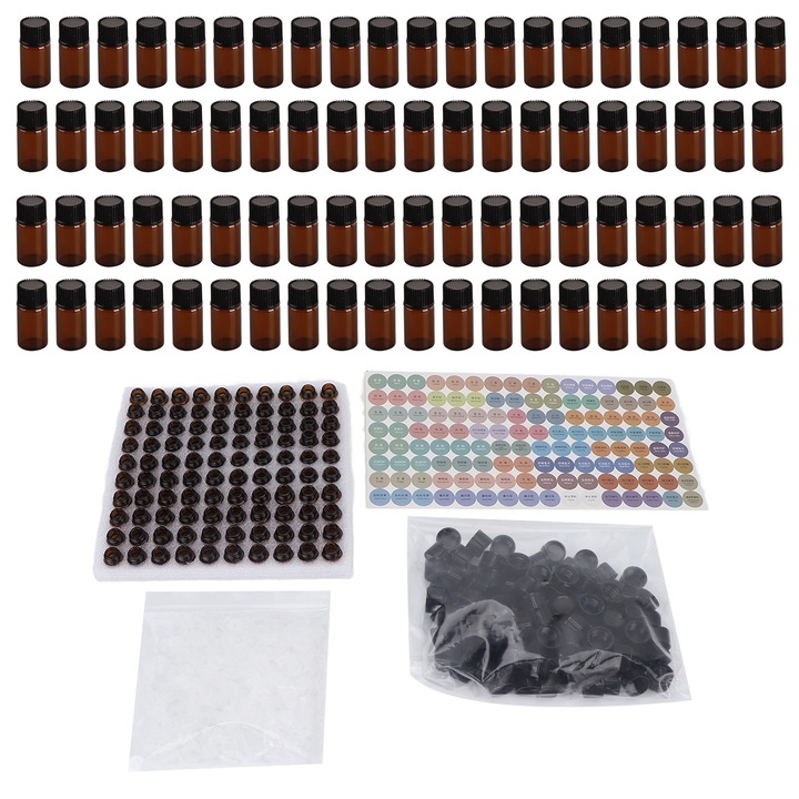 100 db. 3 ml-es illóolajos palack Mini méretű Vízálló Tartós Szagtalan Megakadályozza a szivárgást Átlátszó 3 ml-es csepegtetős fiolák