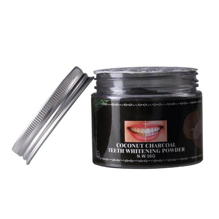 Jormftte fogfehérítő por, kókusz aktív szén, 30g, természetes folteltávolítás