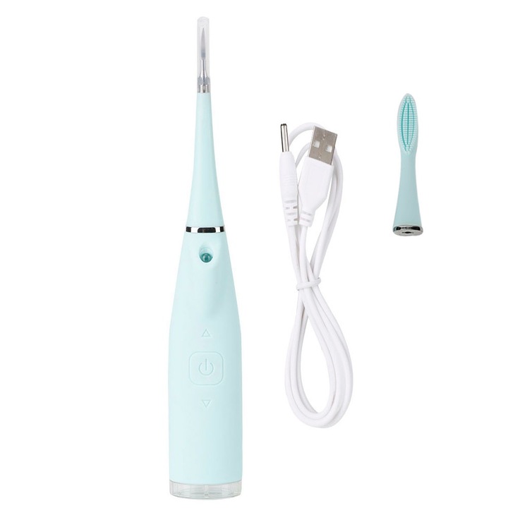 Jormftte hordozható fogtisztító készülék, 3 az 1-ben, 5 intenzitási szint, kék, USB töltés, IPX6 vízálló