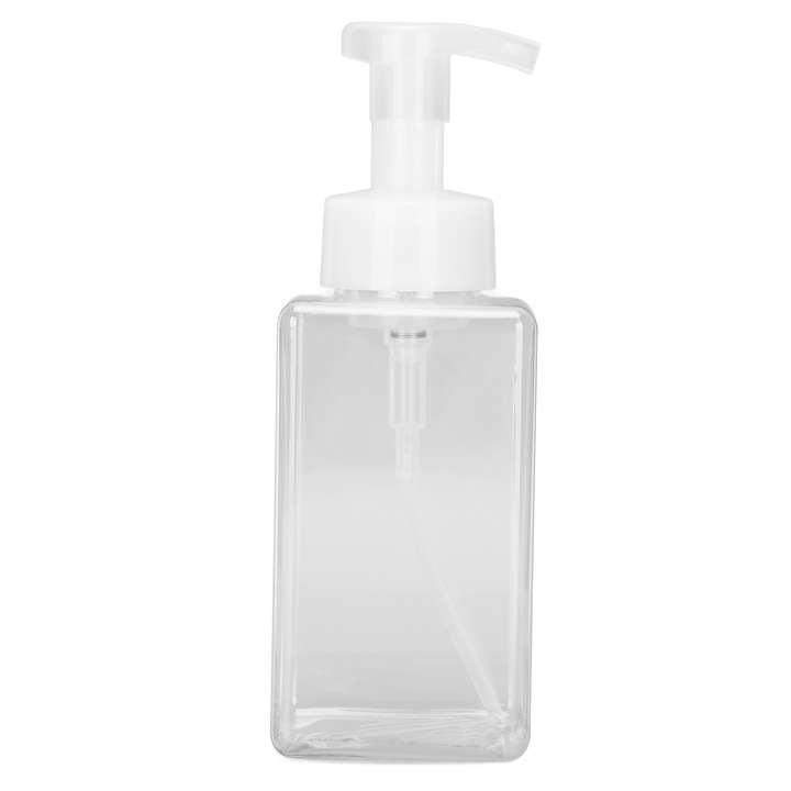 450 ml-es újrafelhasználható habpalack, folyékony szappan applikátor, széles szájú kialakítás, PETG anyag, hordozható